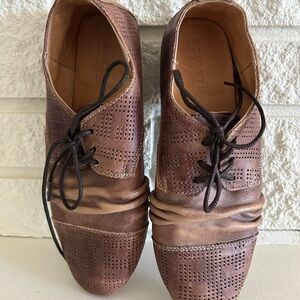 Bed Stu distressed Brown Perforated Leather Oxfords